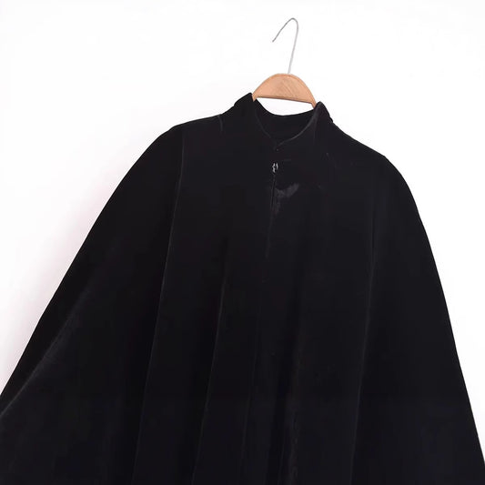 Women's Fashion Velvet Cape Coat