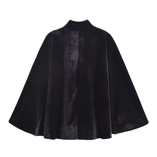 Women's Fashion Velvet Cape Coat